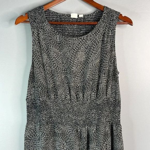 GAP Paisley Floral Print Midi Dress Navy Blue Smock Sleeveless Color Block M - Picture 3 of 9